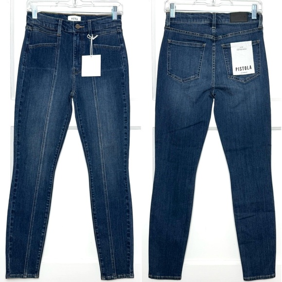 NWT PISTOLA‎ High Rise Western Pintuck Seam Denim Ankle Cropped Skinny Jeans 26 - Picture 2 of 6